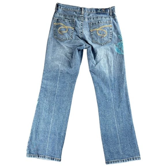Z. Cavaricci Women's Vintage Y2K Floral Embroidered Crop Jeans Size 9 Stretch - Picture 3 of 7